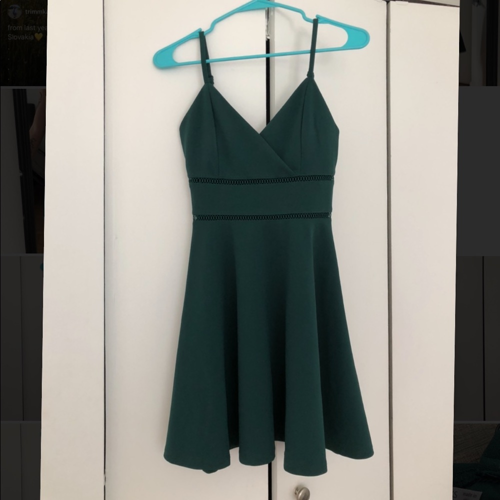 Francesca’s Dark Green Skater Dress XS